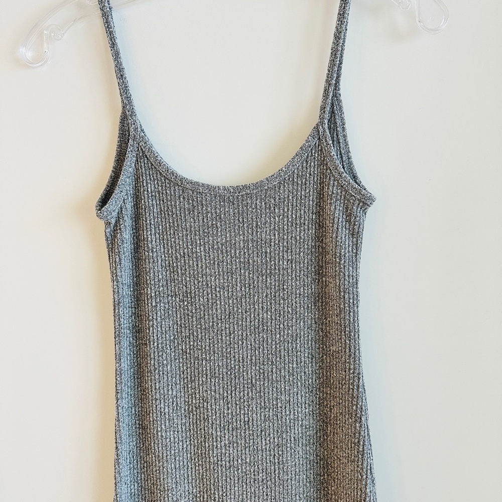 Aritzia Silver-Grey Ribbed Midi Slip Dress - Picture 7 of 8